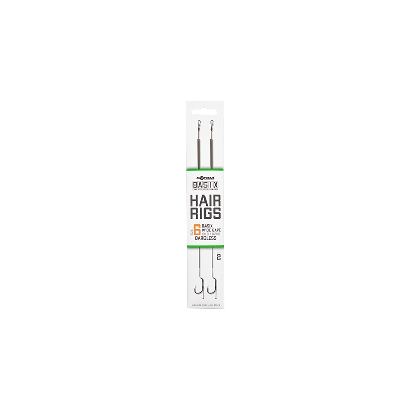 Korda Basix Hair Rigs Wide Gape 6B 18lb 1 Korda Basix Hair Rigs Wide Gape 6B 18lb