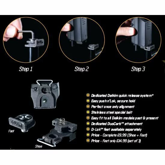 Delkim D-LokTM - Quick Release System - Feet Only (3 Pcs) 2 Delkim D-LokTM - Quick Release System - Feet Only (3 Pcs) - Afbeelding 2